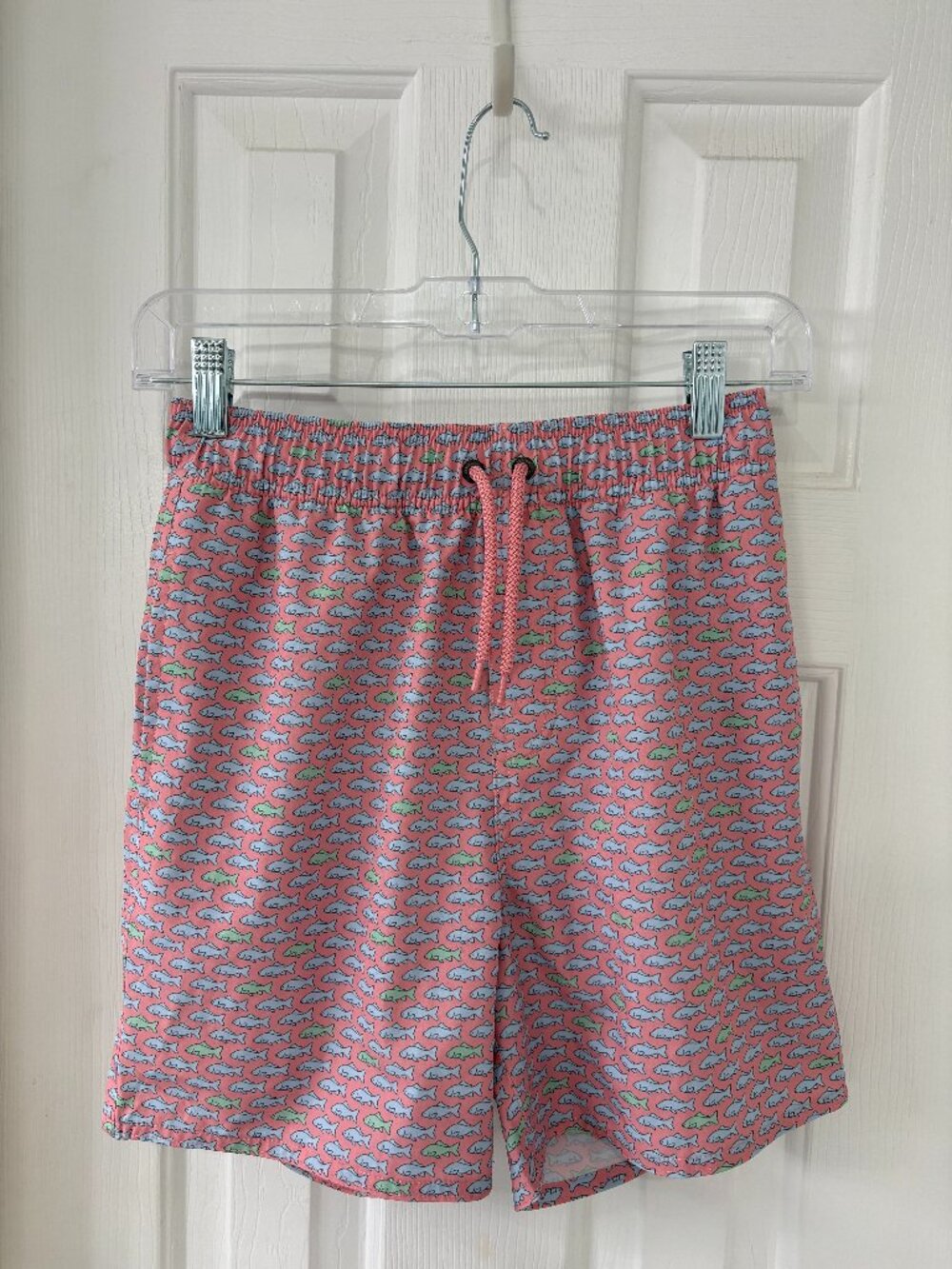 Class Club Coral Pink Fish Print Swim Trunks Boys 14/16